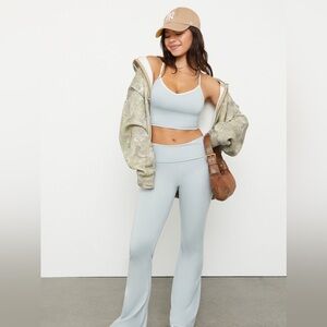 PAC 1980 PAC WHISPER Active Gray Fold-Over Waistband Flare Yoga Pants